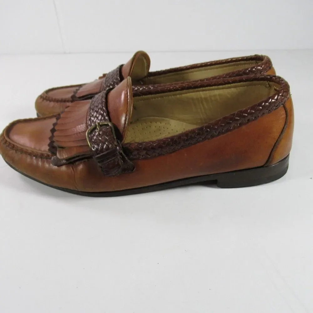 Allen Edmonds Monterey Tassel‎ Kiltie Braided Brown Leather Loafers Shoes Size 8